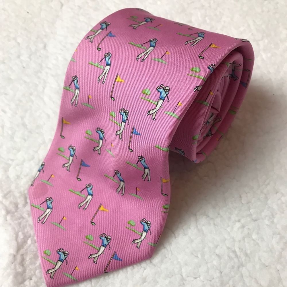 Brooks Brothers 100% silk pink golf tie